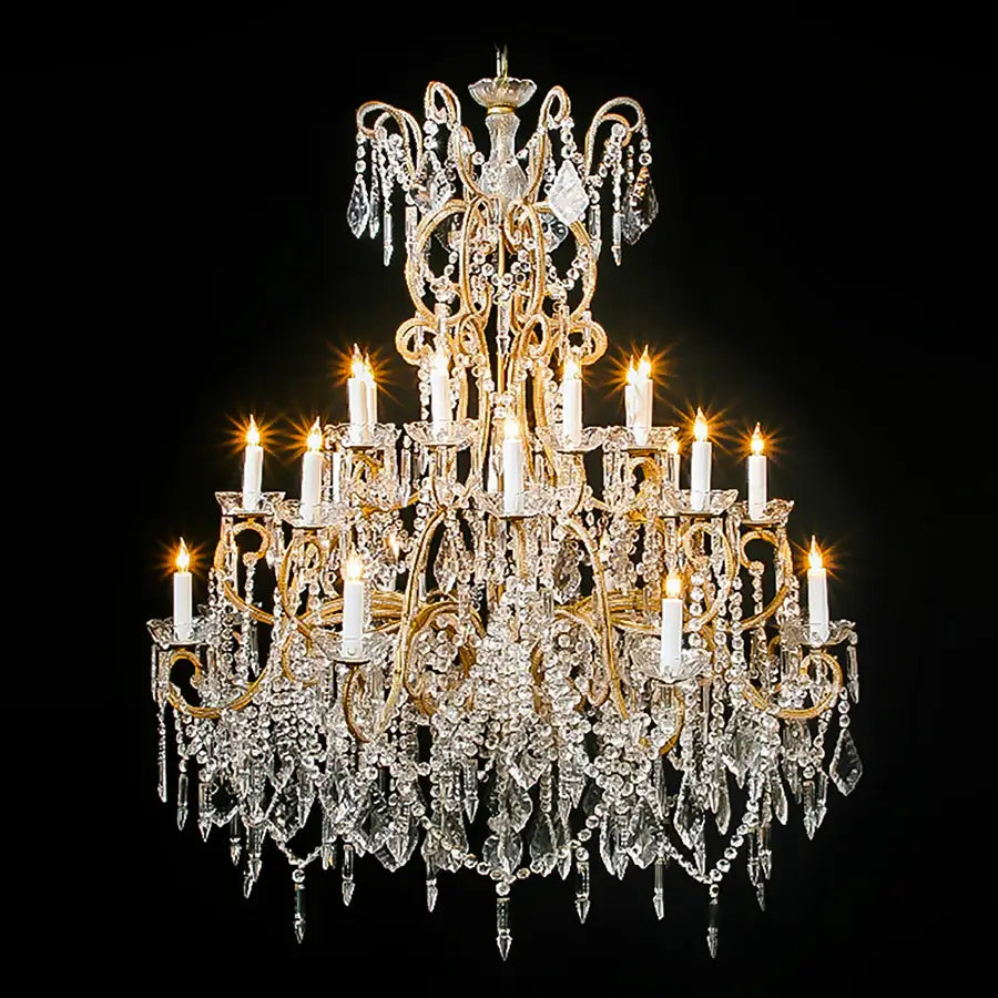 3214-7774L24 lt310801 12+8+4 24 Light Three Tier Beaded Crystal Chandelier (48Hx40D)