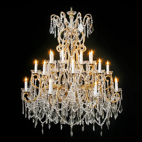 3214-7774L24 lt310801 12+8+4 24 Light Three Tier Beaded Crystal Chandelier (48Hx40D)