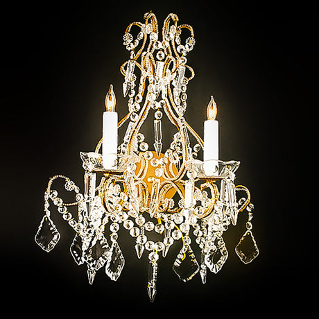 3214-7777P LT310901 Pair 2 Light Sconces Beaded Crystal (23Hx16Wx10D)