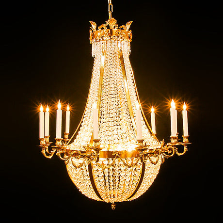 3214-790L16 LT311001 12+4 16 Light Two Tier Bronze & Crystal Empire Chandelier (44Hx40D)