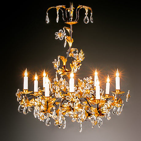 3236-186L10 LT320101 10 Light Chandelier Iron & Crystal (33Hx29D)