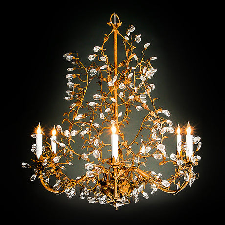 3255-147L6 LT330401 6 Light Chandelier Iron & Swarovski Crystal (34Hx28D)