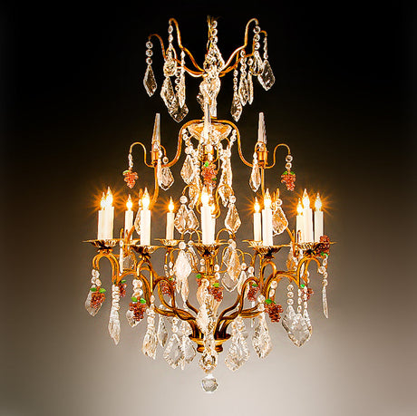 3255-601L12 LT330501 12 Light Metal Chandelier w/Fruit (42Hx28W)