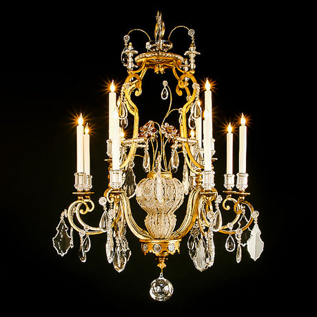 3275-739L12 LT340201 12 Light Chandelier Iron & Crystal (45Hx32D)