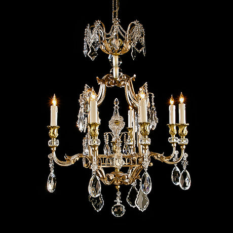 3275-7442L8 LT340301 8 Light Chandelier (Silvered) Iron & Crystal (34Hx24D)