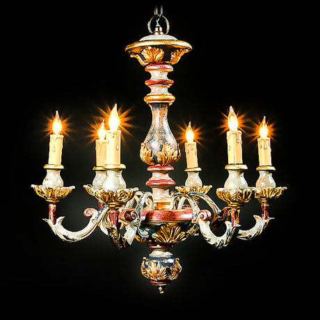 3284-220L6 LT360101 6 Light Chandelier Wood & Jesso (24Hx22D)