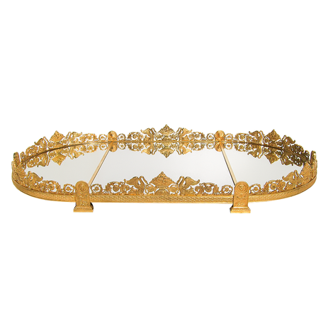 Our European handcrafted Three Piece Surtout With Swans in Ormolu and Mirror