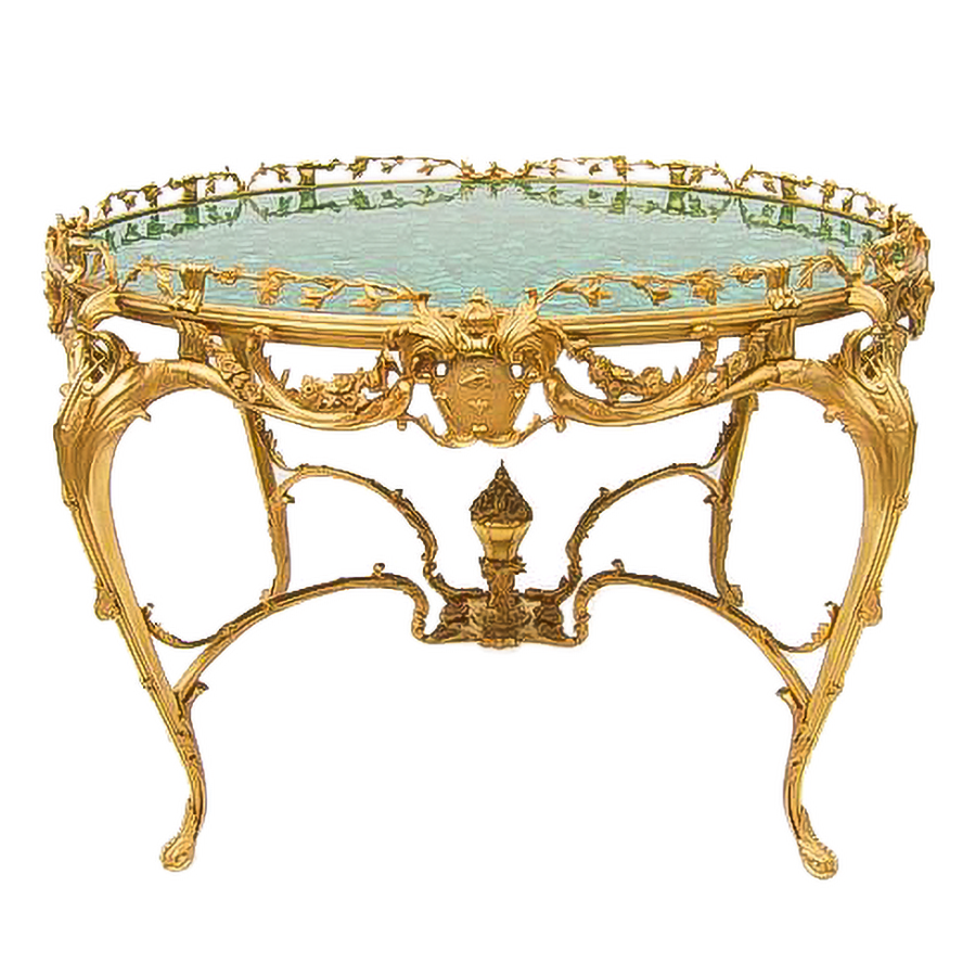 Our European handcrafted Round Louis Xv Table in Malachite, Ormolu and Ormolu
