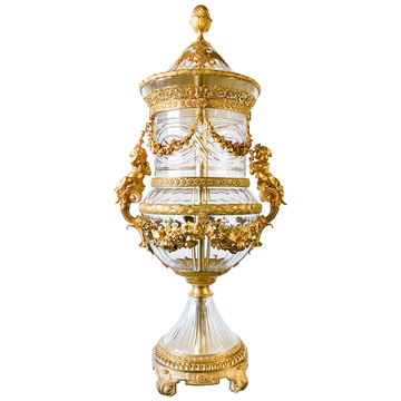 Our European handcrafted French Empire Crystal Vase With Top in Crystal and Ormolu