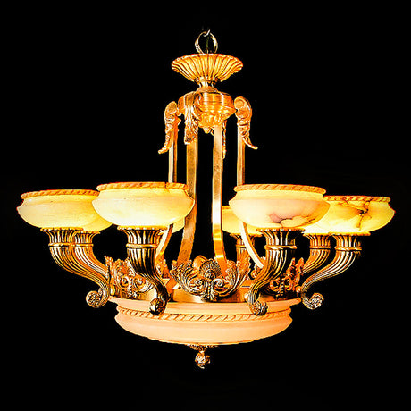 3905-18596 LT370101 8 Lightchandelier Bronze & Alabaster (34Hx37D)