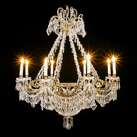 3923-598601L LT380101 8 Light Silver Finish Bronze & Crystal Chandelier (46Hx40D)