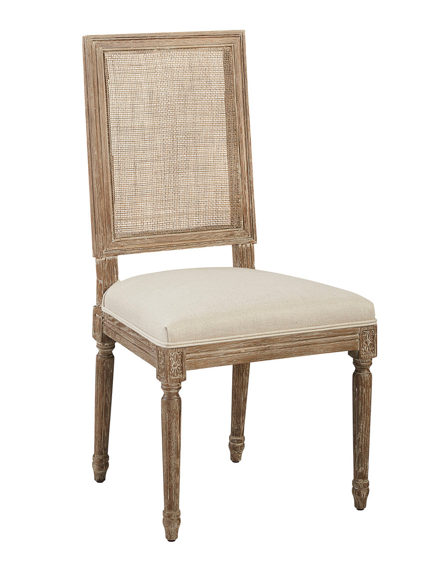 Linen & Oak Caned Back Side Chair - Kings Fine Art & Decor