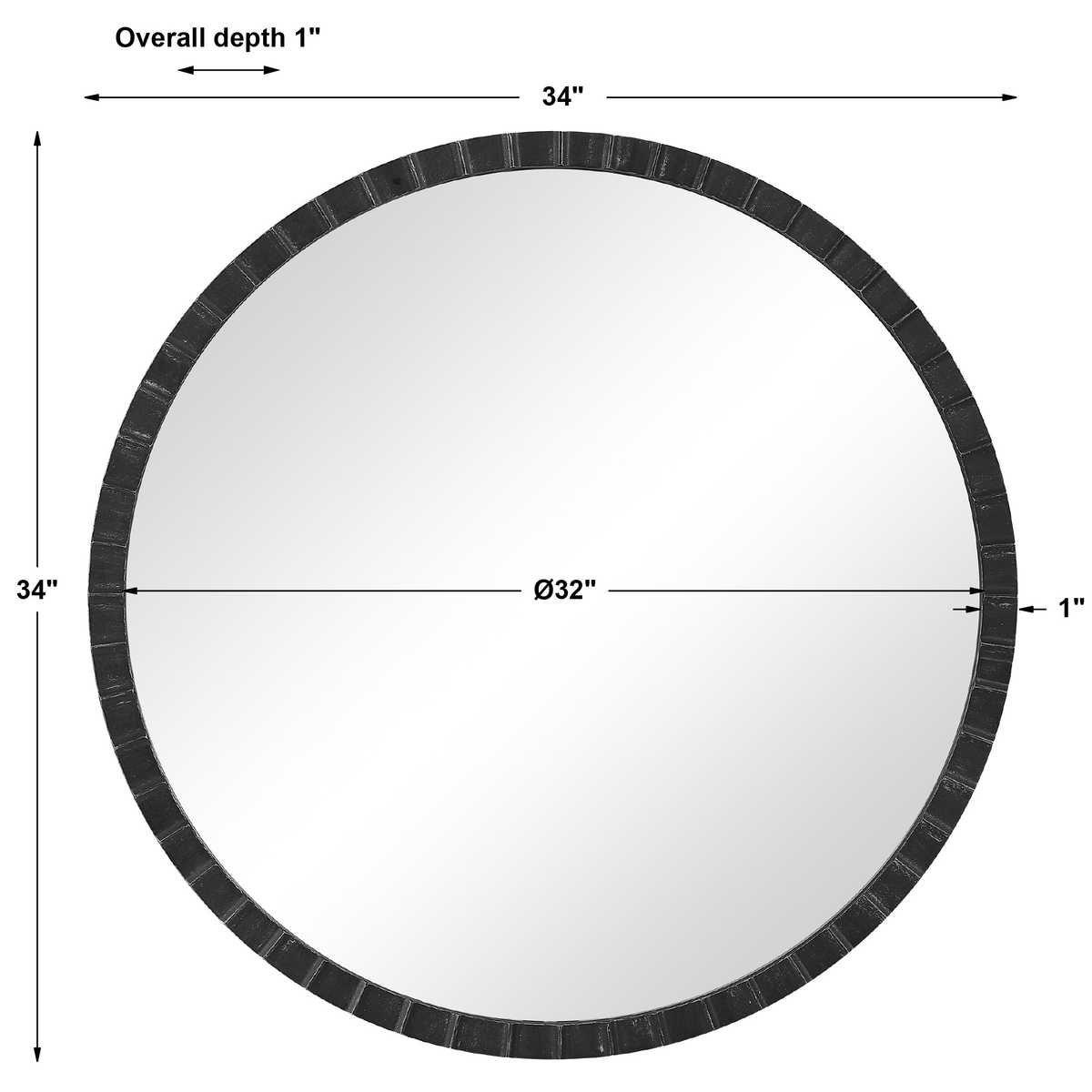 Dandridge Round Mirror, Black