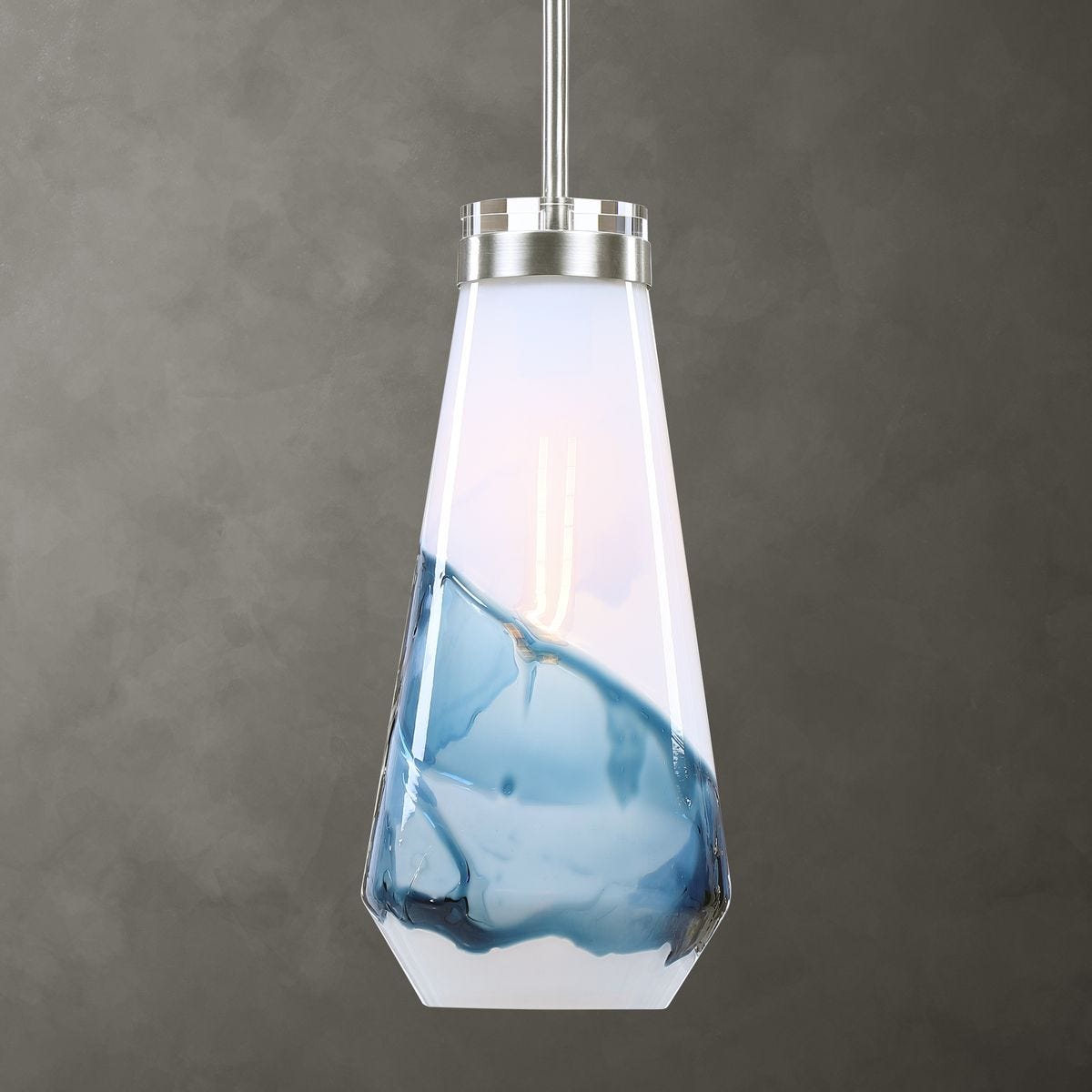 Windswept Blue & White, 1 Lt Mini Pendant - Kings Fine Art & Decor