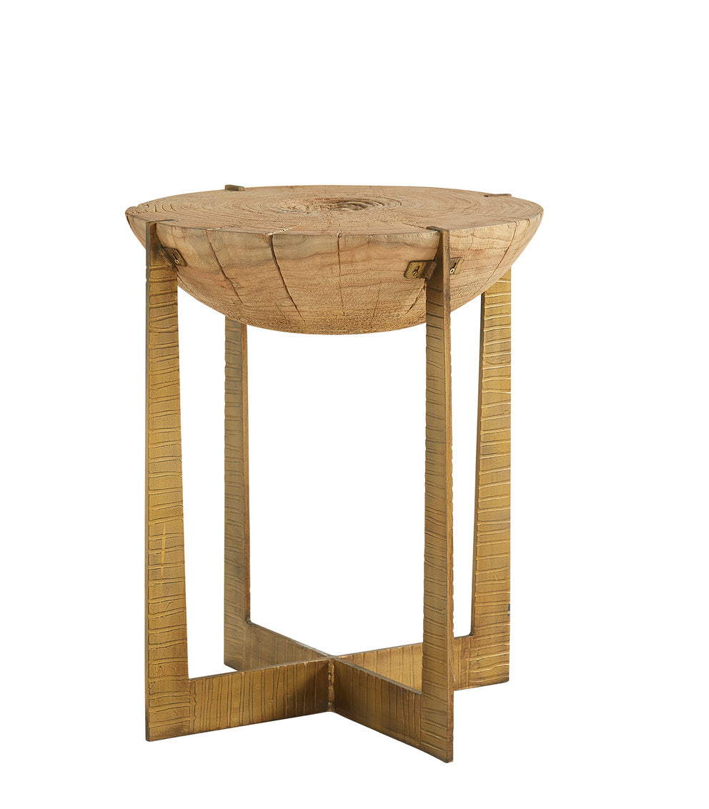 Brass Base Grain End Table - Kings Fine Art & Decor