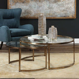 Rhea Nesting Coffee Tables, Gold, S/2