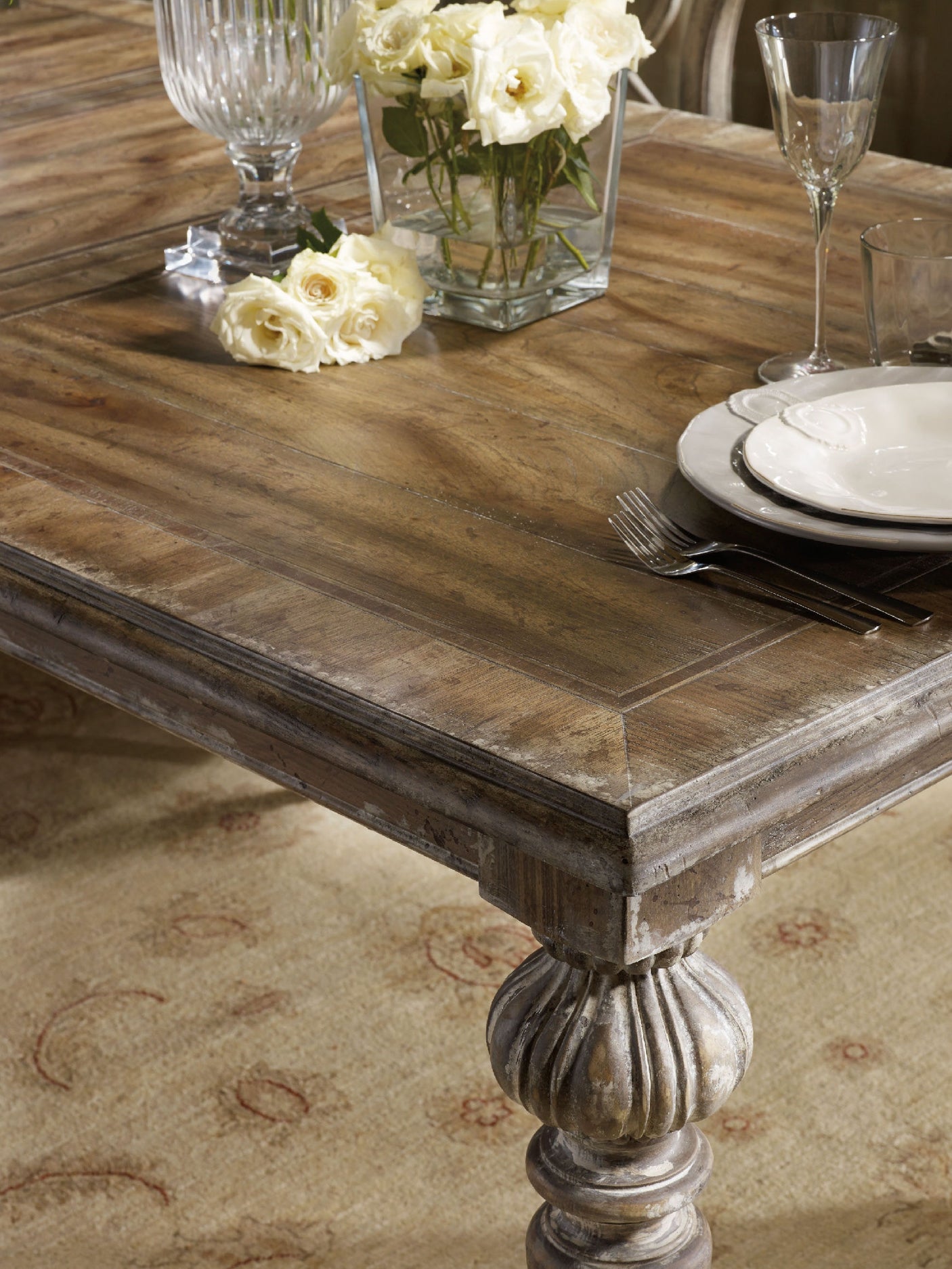 Hooker Furniture Chatelet Rectangle Leg Dining Table with Two 18'' Leaves 5300-75200