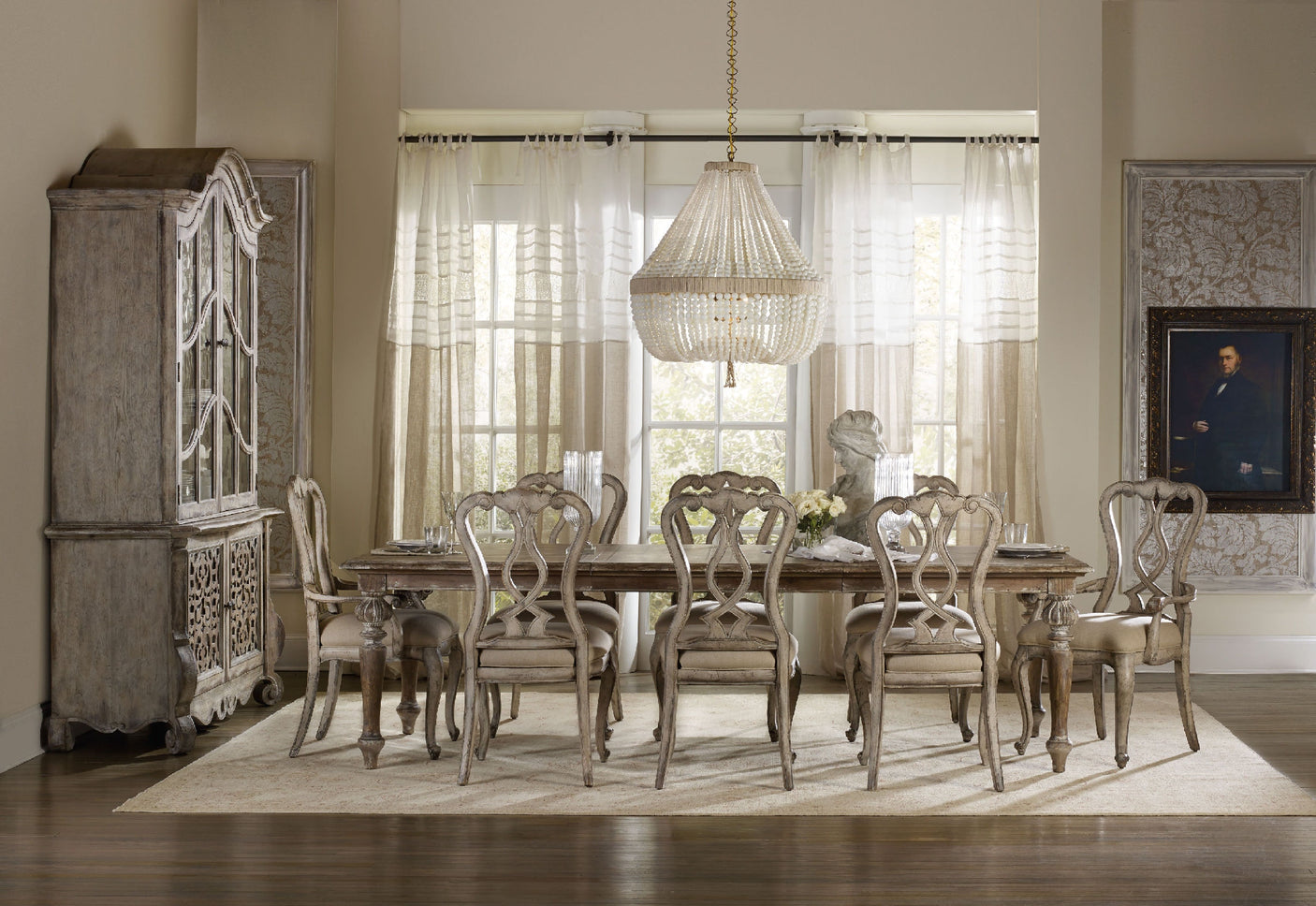 Hooker Furniture Chatelet Rectangle Leg Dining Table with Two 18'' Leaves 5300-75200