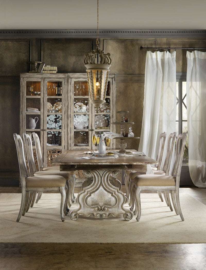 Hooker Furniture Chatelet Refectory Rectangle Trestle Dining Table with Two 22'' Leaves 5350-75206