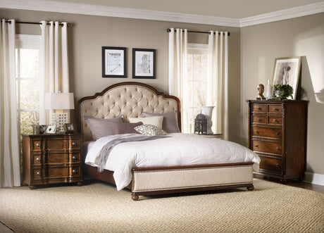 Hooker Furniture Leesburg King Upholstered Bed with Wood Rails 5381-90966