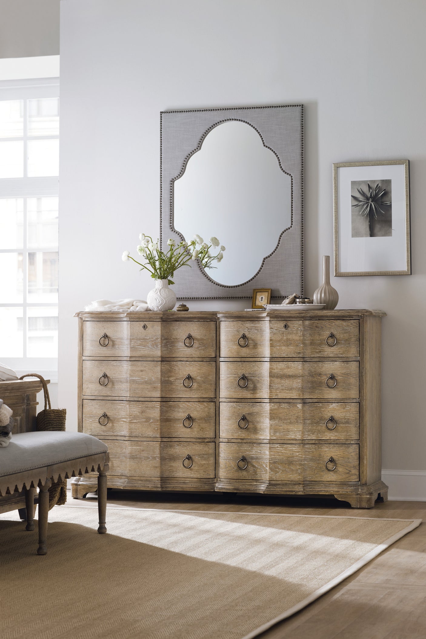 Hooker Furniture Boheme Nourmand Linen Wrapped Mirror 5750-90008-GRY