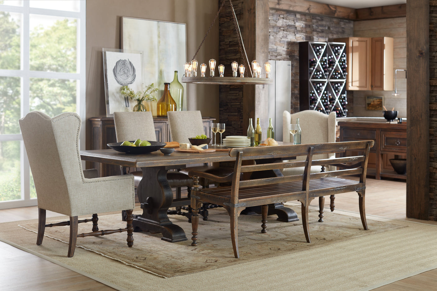 Hooker Furniture Hill Country Helotes Dining Bench 5960-75315-BRN