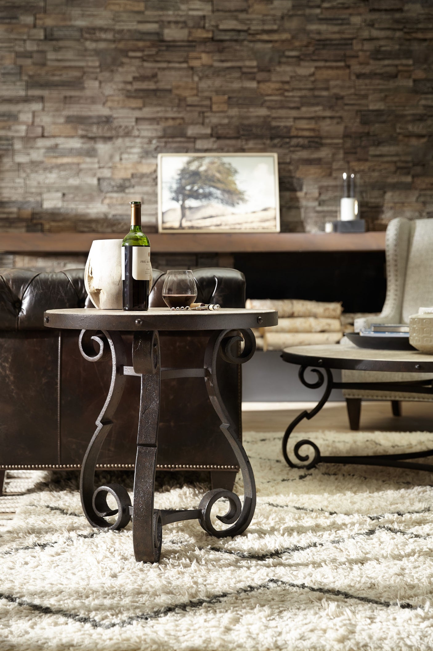 Hooker Furniture Luckenbach Metal and Stone End Table 5960-80113-MTL
