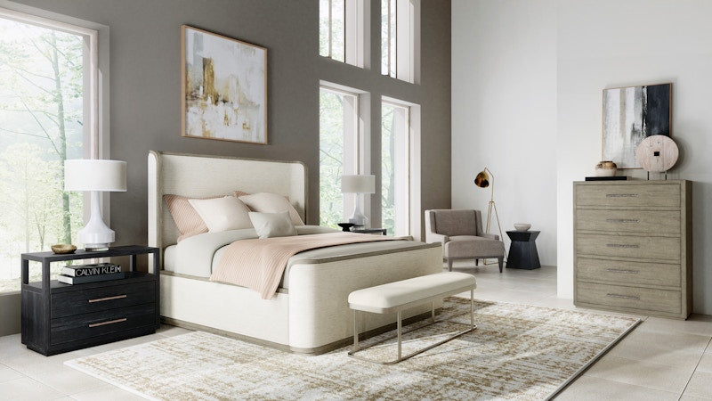 Hooker Furniture Linville Falls Boones Queen Upholstered Shelter Bed 6150-90450-85