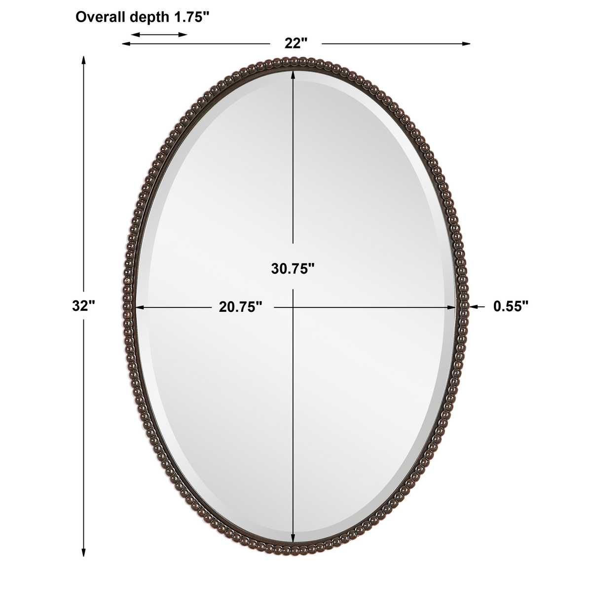 Sherise Oval Mirror, Bronze