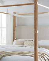 Hooker Furniture Retreat Pole Rattan Cal King Upholstered Poster Bed w/Canopy 6950-90460-80