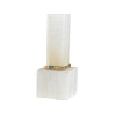 ALABASTER COLUMN LAMP WITH GOLD/STONE RINGS