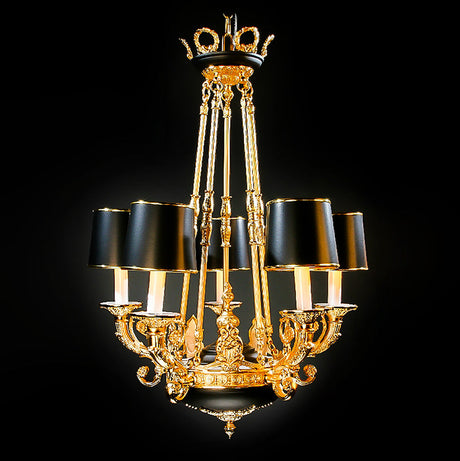 7730-MD0350L5 LT710601 5 Light Black Patined Chandelier w/Shades (36Hx28D)