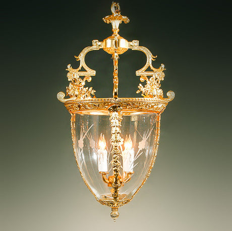 7730-MD0373L3A LT710901 4 Light Brass Lantern-Acorn Shape (22Hx10D)