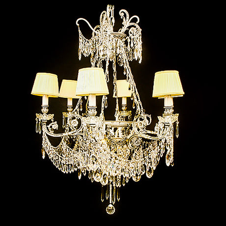 7730-MD0408L7 LT711001 7 Light Brass & Crystal Chandelier (40Hx38D)