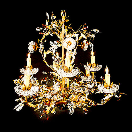 7730-MD0455L8 LT711601 8 Light Iron & Crystal Chandelier (32Hx32D)