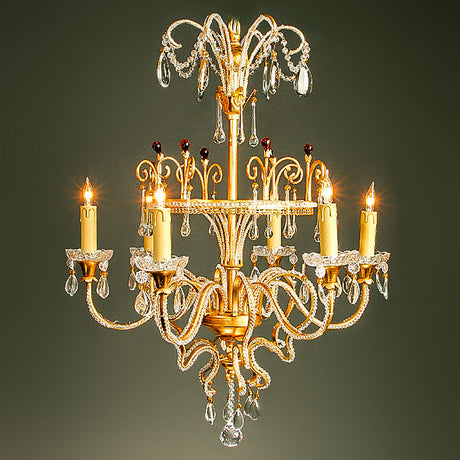 7730-MD0468L6 LT711801 6 Light Iron & Crystal Chandelier (25Hx25D)