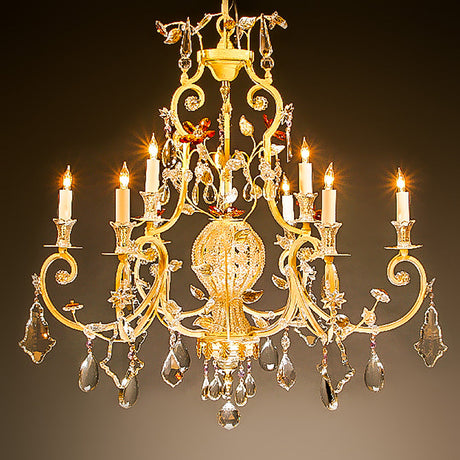 7730-MD0493L10 LT712101 10 Light Iron & Crystal Chandelier (30Hx32D)