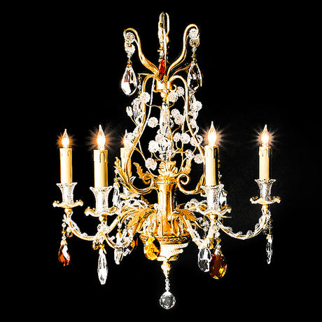 7730-MD0494L6 LT712201 6 Light Gilt Iron & Crystal Chandelier (22Hx22D)