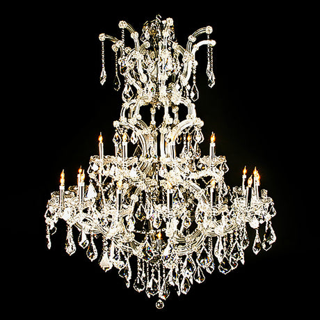 7730-MD505L25 LT713001 25 Light Metal & Crystal Chandelier Silver Finish-Glass Arms (58Hx42D)