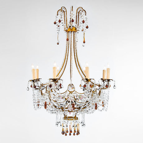 7731-IA62L8 LT720201 8 Light Iron & Crystal Chandelier (38Hx30D)