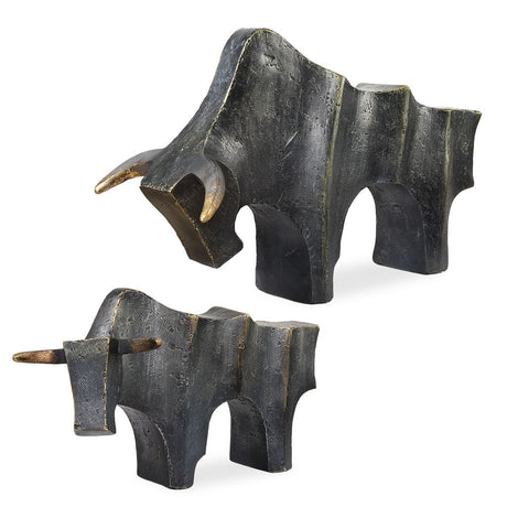 Regal Bull Sculptures, S/2 - Kings Fine Art & Decor