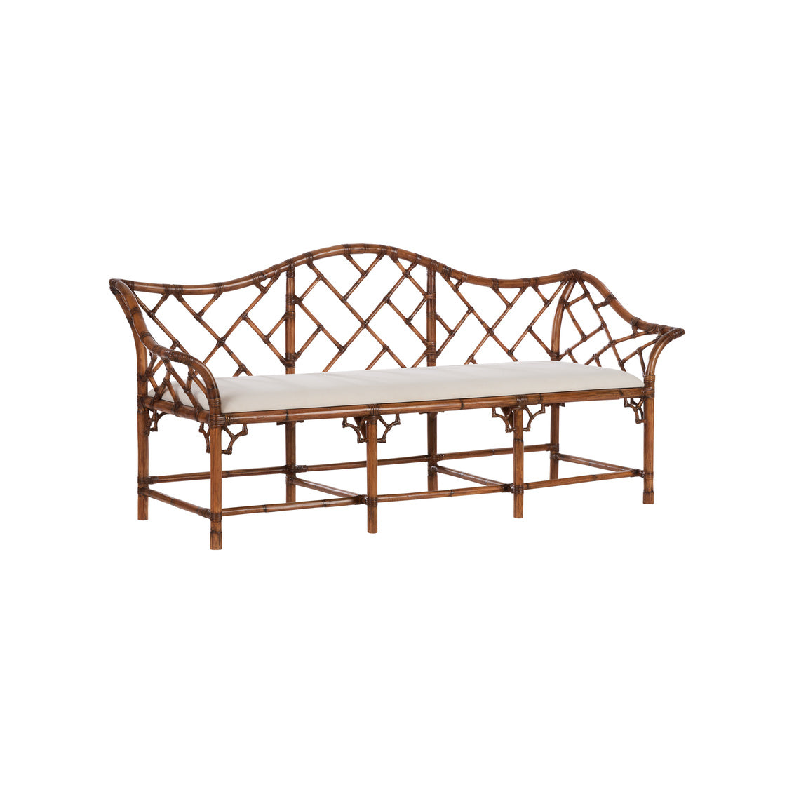 Chippendale Bamboo Settee -Brown