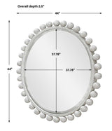 Cyra Wood Round Mirror, Aged Ivory