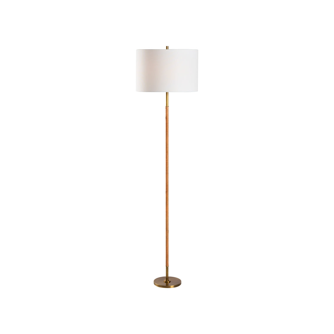 Amelia Rattan Floor Lamp - Aged Brass