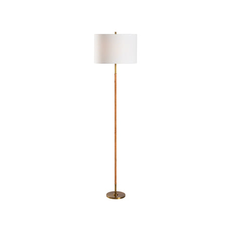 Amelia Rattan Floor Lamp - Aged Brass