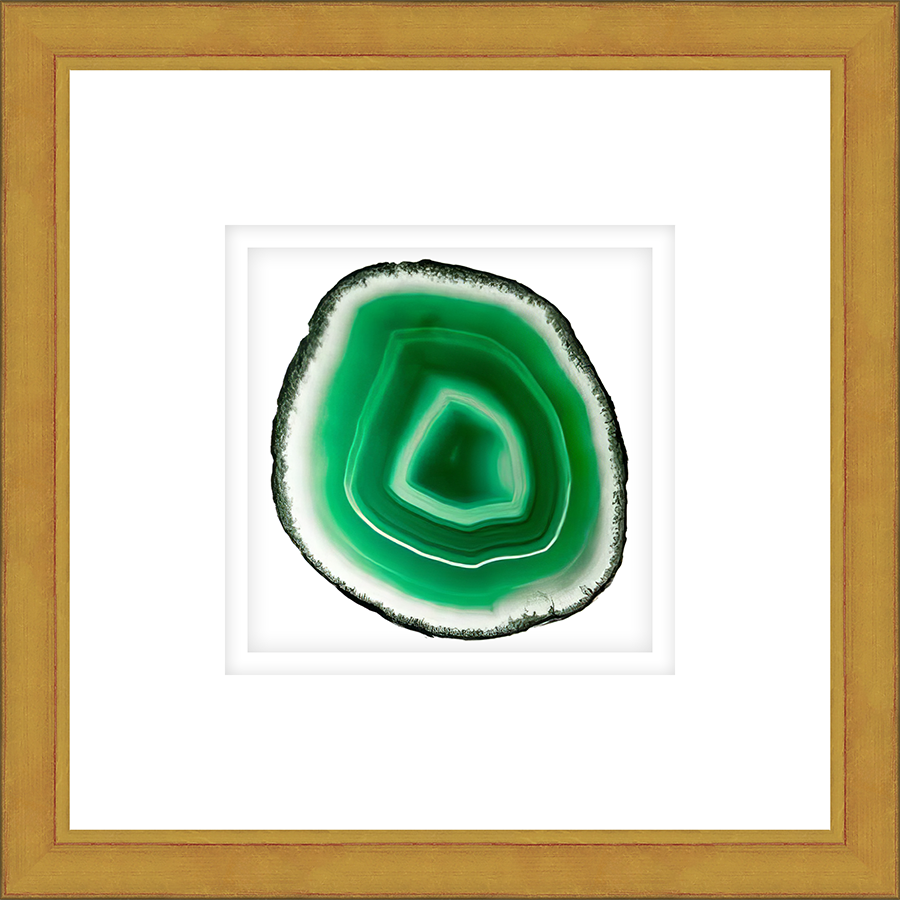 ASGR02 - FRAMED AMBER AGATE SLICE Shadow box hand framed in a traditional gold frame. Finished Size: W 16.00 in x H 16.00 in