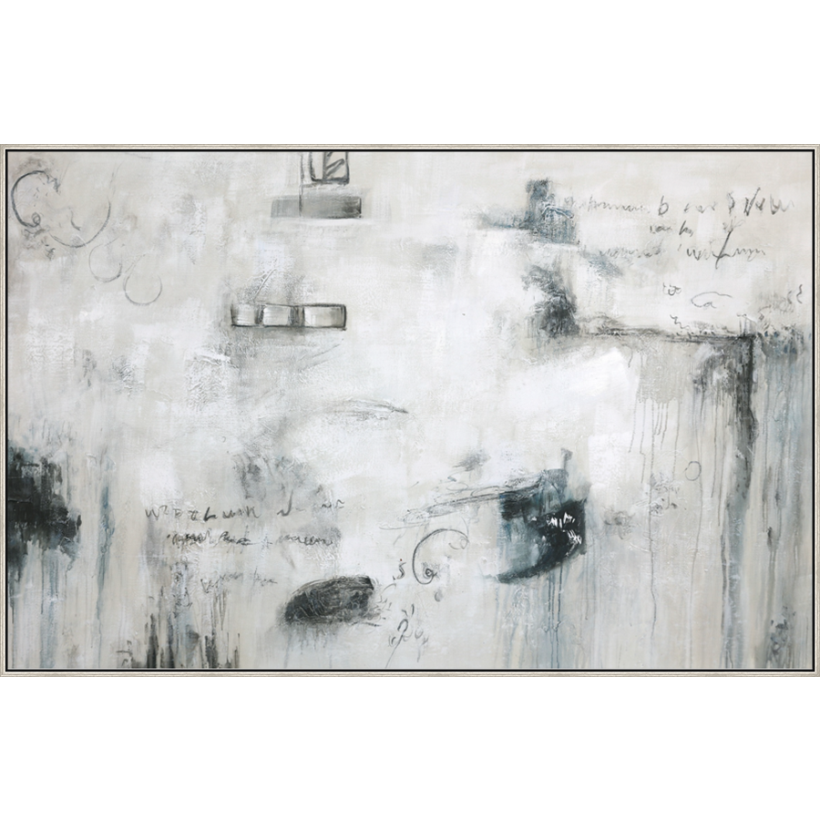 EAHPC22001 - ELEMENTAL I framed floating in a contemporary silver frame. Finished Size: W 84.00 in x H 54.00 in