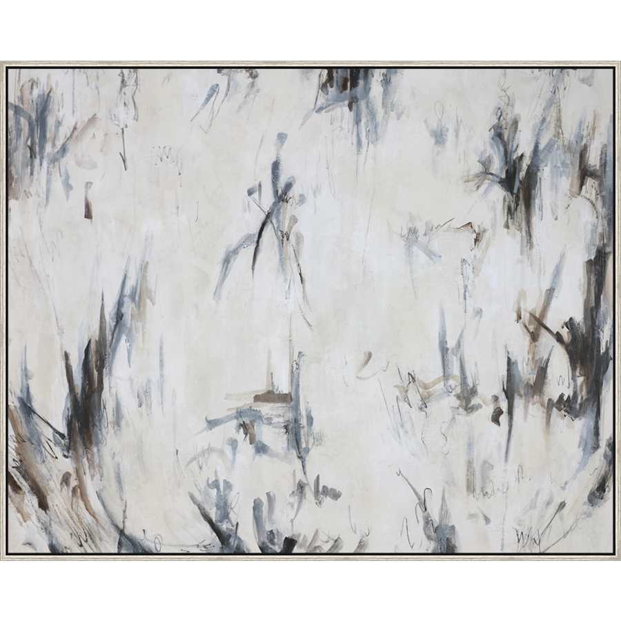 EAHPC22005 - ELEMENTAL II framed floating in a contemporary silver frame. Finished Size: W 60.00 in x H 48.00 in