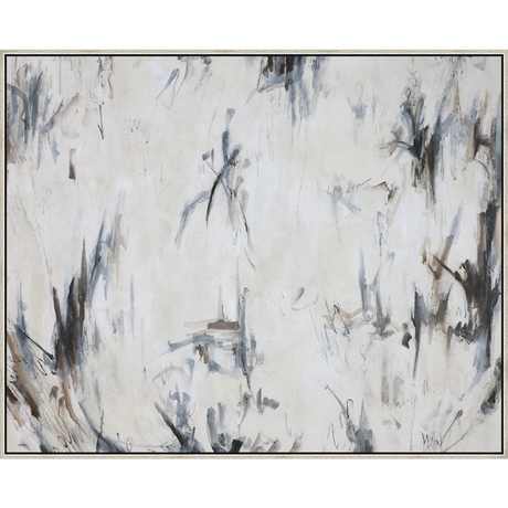 EAHPC22005 - ELEMENTAL II framed floating in a contemporary silver frame. Finished Size: W 60.00 in x H 48.00 in