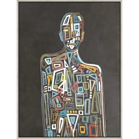 EAHPC22026 - FRACTURED FIGURE framed floating in a contemporary silver frame. Finished Size: W 36.00 in x H 48.00 in